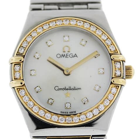 omega constellation diamond set ladies watch|Omega Constellation ladies two tone.